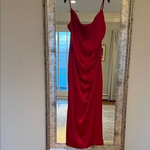 Elegant Red Draped Dress